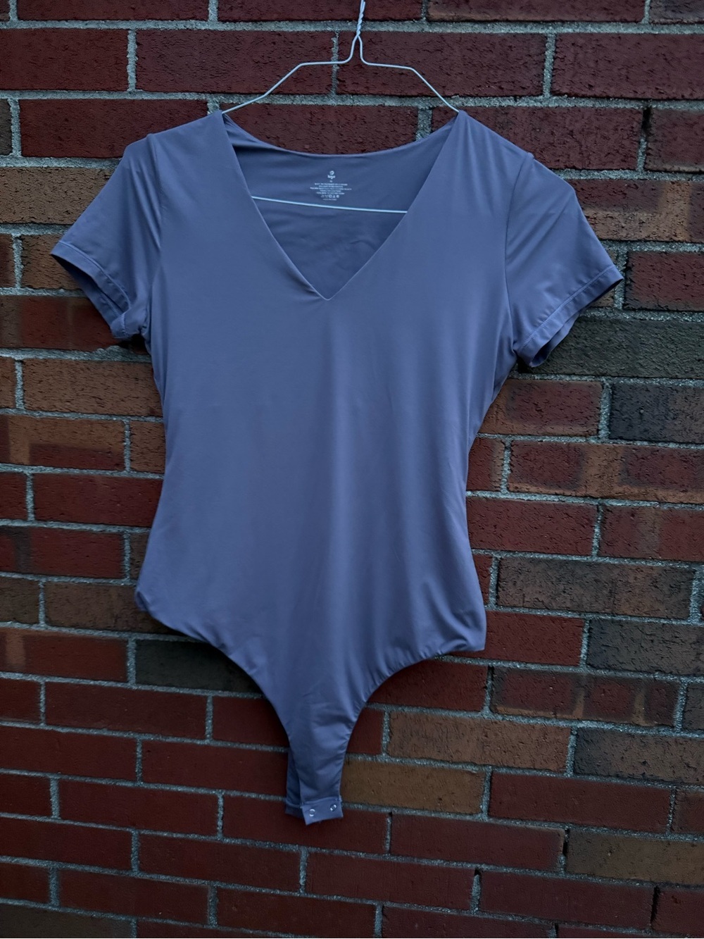 IUGA Women's V-Neck Short Sleeve Bodysuit Lavender Purple XL Stretch Shapewear